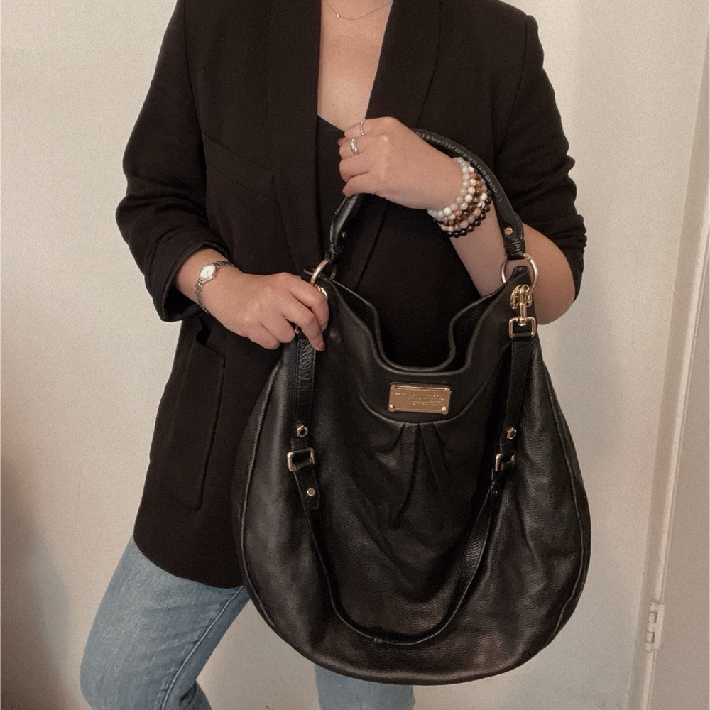 Marc Jacobs Black Leather Hobo Bag Purse Crossbody Shoulder - Picture 3 of 15